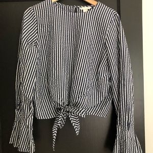 H&M tie front top with bell sleeves